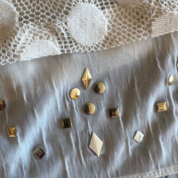 Style & Co Cream Lace Polka Dot Tank Top Layered Chiffon Size L - Picture 4 of 11